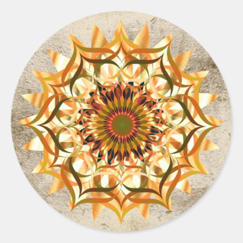 Lotus Flower Watercolor Gold Logo Healing Yoga Classic Round Sticker