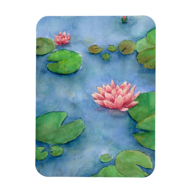 Lotus flower watercolor magnet (Vertical)