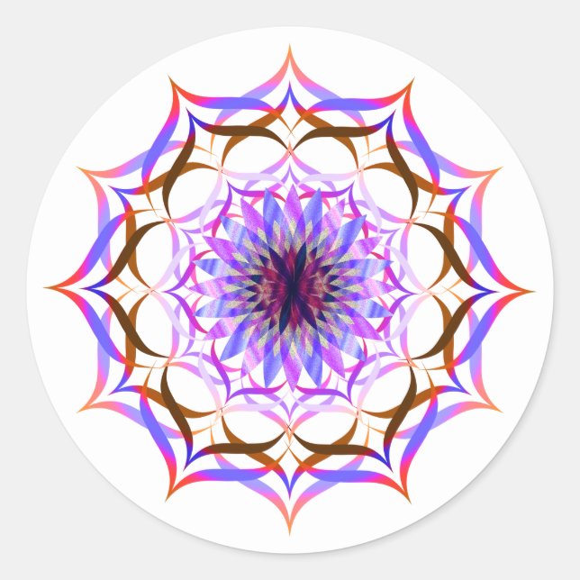 Lotus Flower Watercolor  Mandala Healing Yoga Classic Round Sticker (Front)