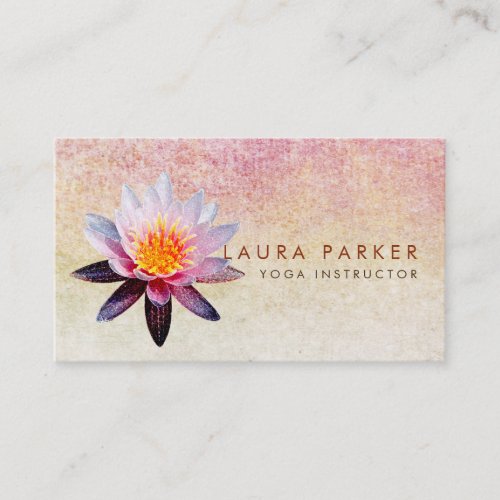 Lotus Flower Watercolor Meditation Yoga Instructor Business Card