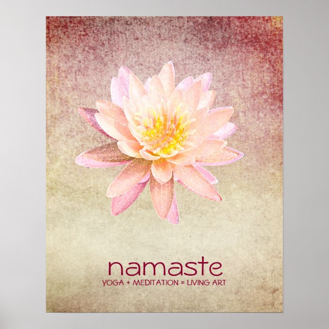 Lotus Flower Watercolor Namaste Yoga Meditation Po Poster (Front)