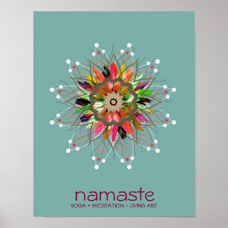 Lotus Flower Watercolor Namaste Yoga Meditation Po Poster