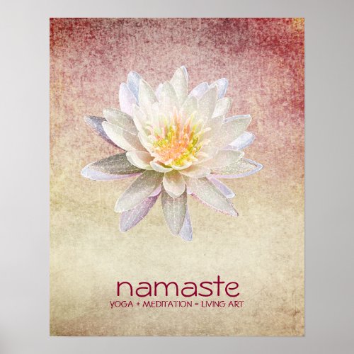 Lotus Flower Watercolor Namaste Yoga Meditation Po Poster