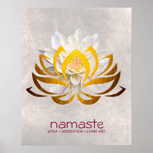 Lotus Flower Watercolor Namaste Yoga Meditation Poster