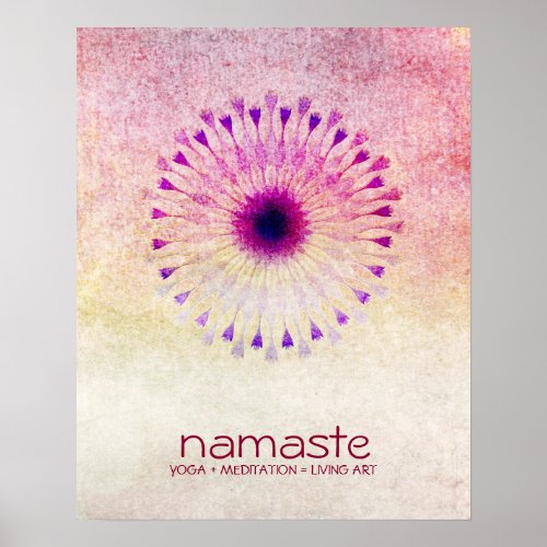 Lotus Flower Watercolor Namaste Yoga Meditation Poster