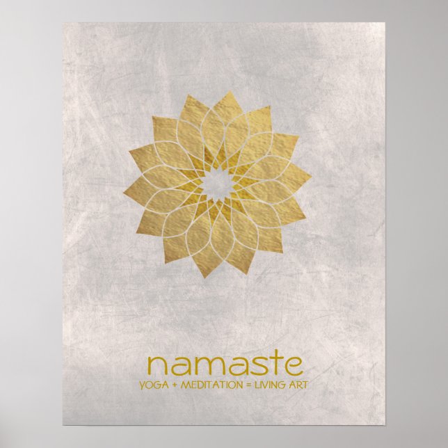 Lotus Flower Watercolor Namaste Yoga Meditation Poster (Front)
