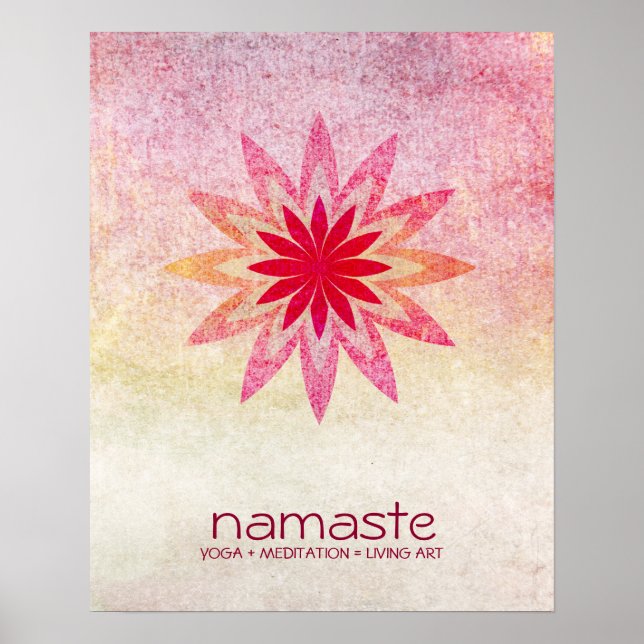 Lotus Flower Watercolor Namaste Yoga Meditation Poster (Front)