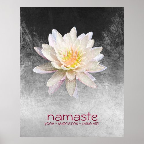 Lotus Flower Watercolor Namaste Yoga Meditation Poster