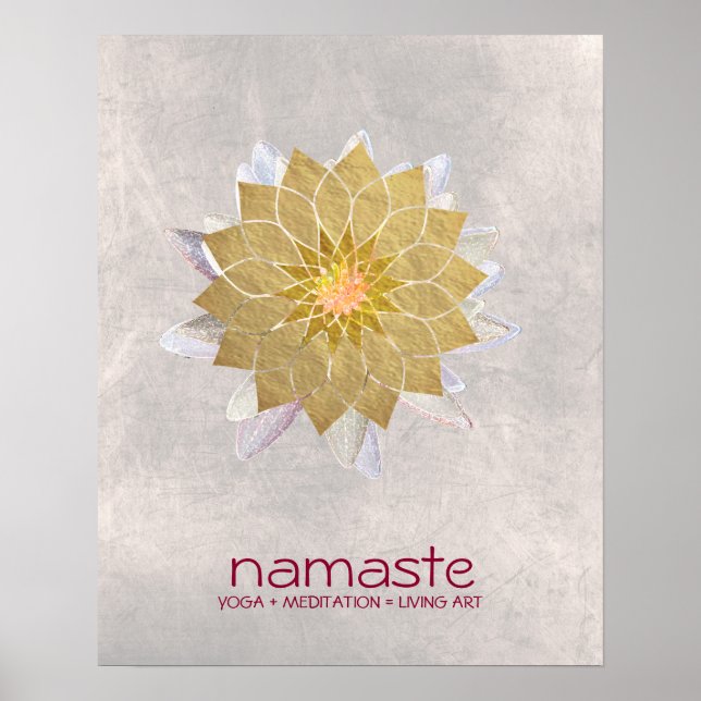 Lotus Flower Watercolor Namaste Yoga Meditation Poster (Front)
