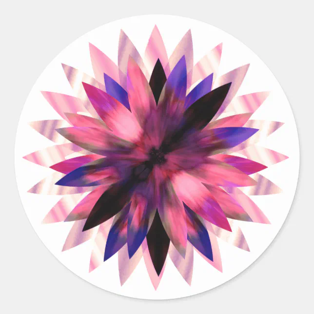 Lotus Flower Watercolor Pink Logo Healing Yoga Classic Round Sticker ...