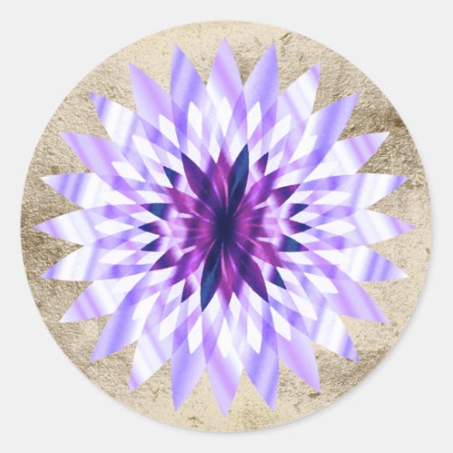 Lotus Flower Watercolor Purple Logo Healing Yoga Classic Round Sticker