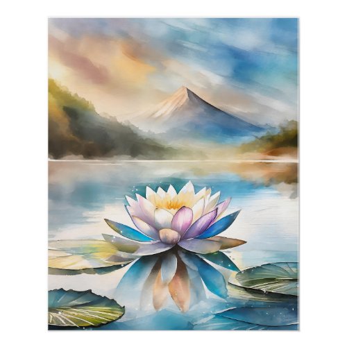 Lotus flower watercolor wall poster