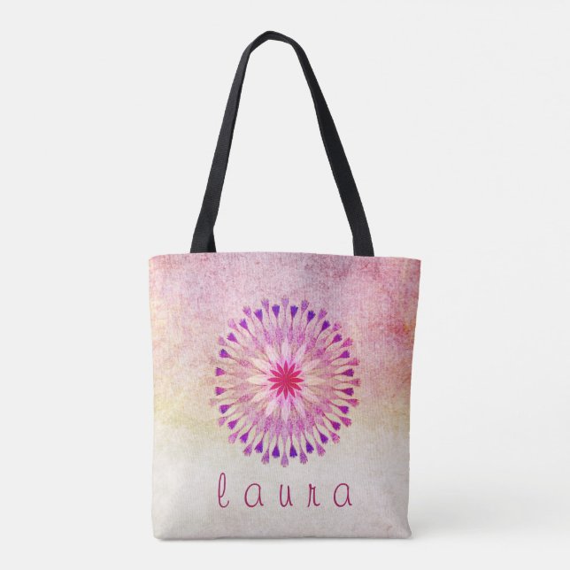 Lotus Flower Watercolor Wedding Bride Tote Bag (Back)