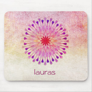Lotus Flower Watercolor Yoga Meditation Mouse Pad