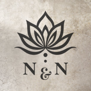 Lotus flower wedding monogram floor decals