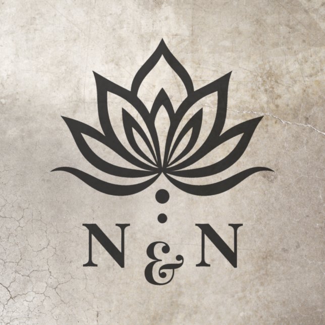 Lotus flower wedding monogram floor decals (Insitu)