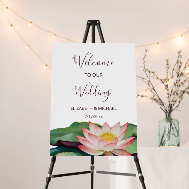 Lotus Flower Wedding Welcome Foam Board (In Situ (Stand))