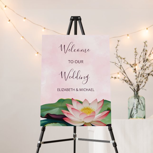 Lotus Flower Wedding Welcome Foam Board (In Situ (Stand))