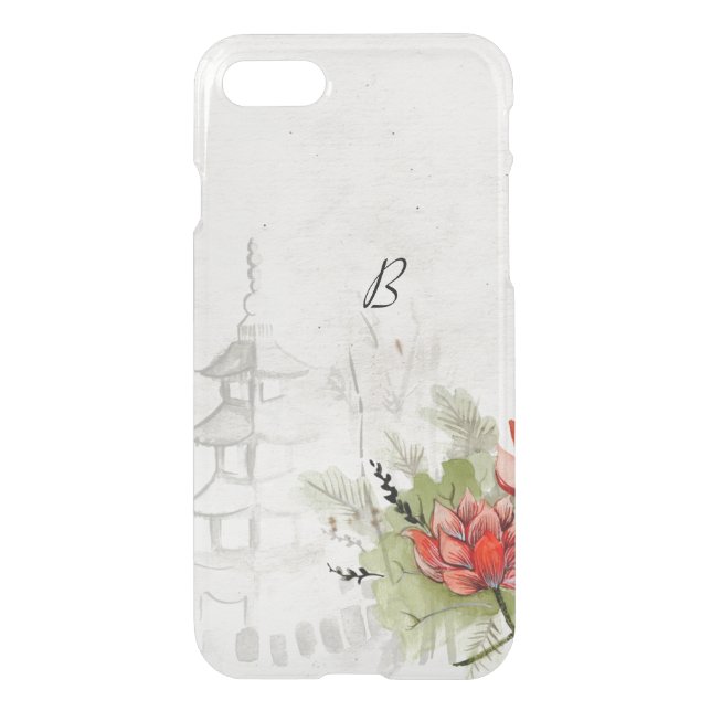 Lotus Flower with Monogram Uncommon iPhone Case (Back)
