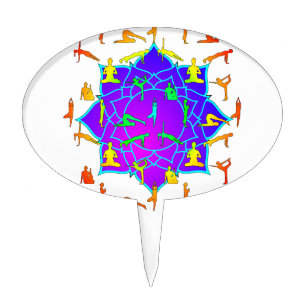 Lotus Flower With Yoga Poses Cake Topper