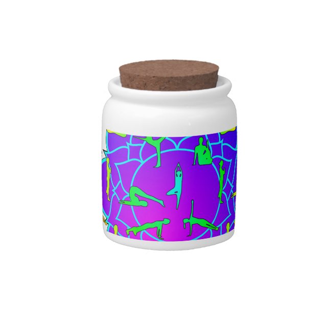 Lotus Flower With Yoga Poses Candy Jar (Front)