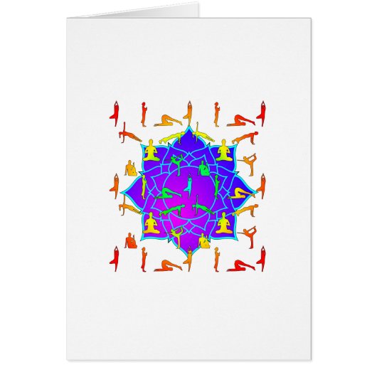 Lotus Flower With Yoga Poses Cards (Front)