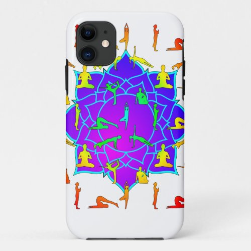 Lotus Flower With Yoga Poses iPhone 11 Case