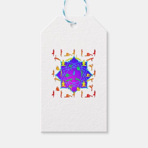 Lotus Flower With Yoga Poses Gift Tags