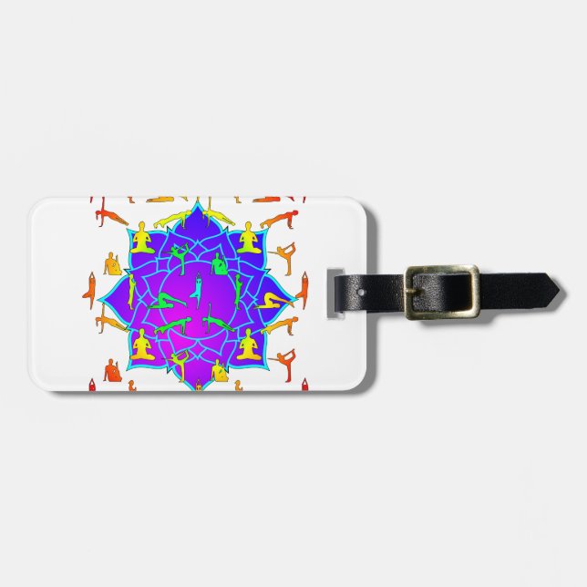 Lotus Flower With Yoga Poses Luggage Tag (Front Horizontal)