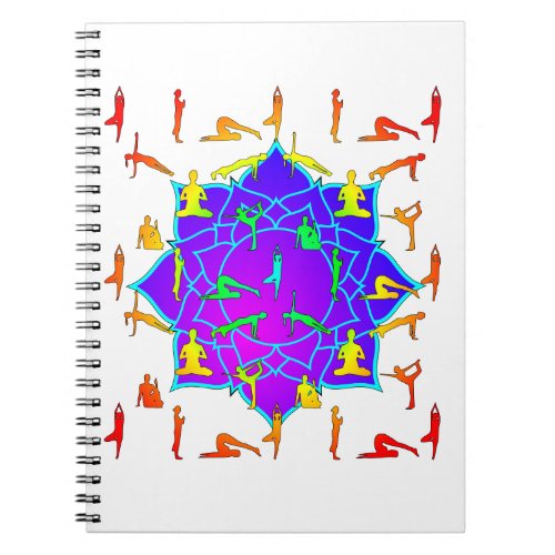 Lotus Flower With Yoga Poses Notebook