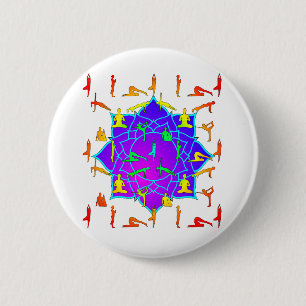 Lotus Flower With Yoga Poses Pinback Button