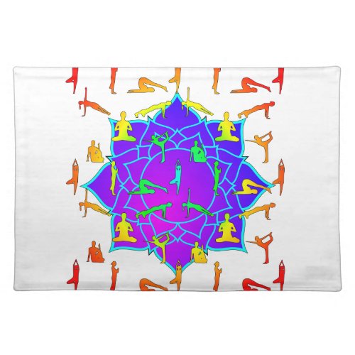 Lotus Flower With Yoga Poses Placemat