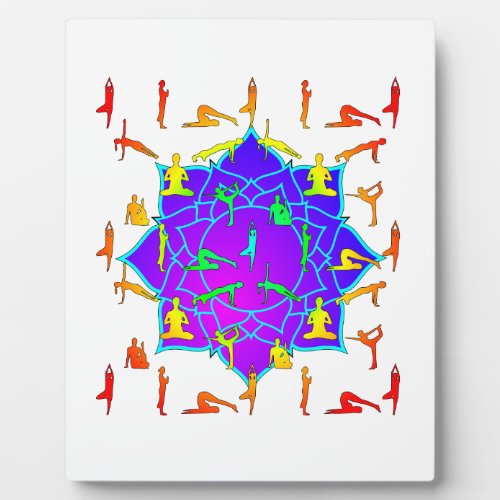 Lotus Flower With Yoga Poses Plaque