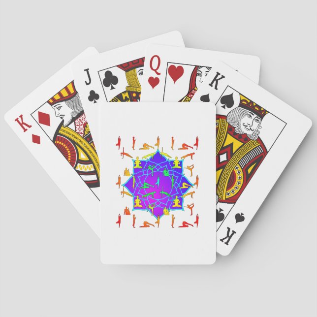 Lotus Flower With Yoga Poses Poker Cards (Back)