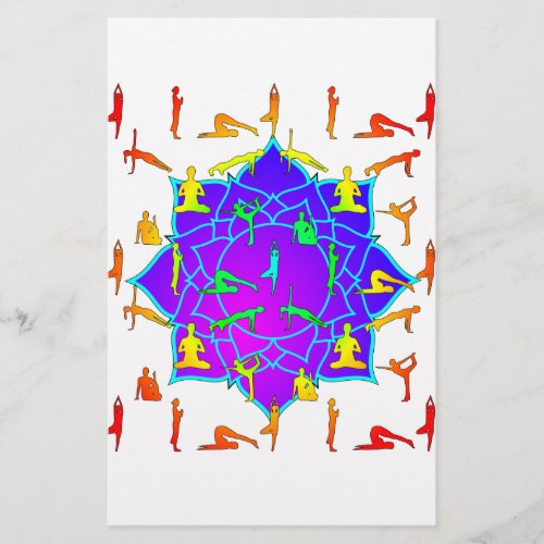 Lotus Flower With Yoga Poses Stationery
