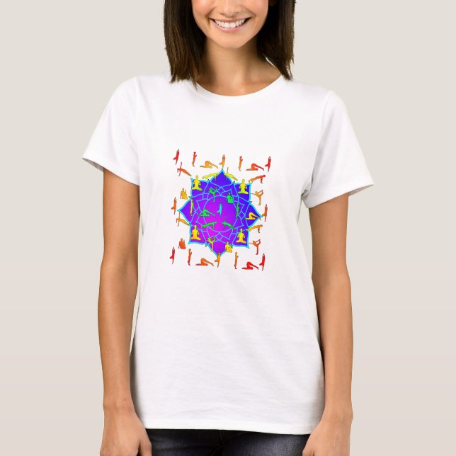 Lotus Flower With Yoga Poses T-Shirt (Front)