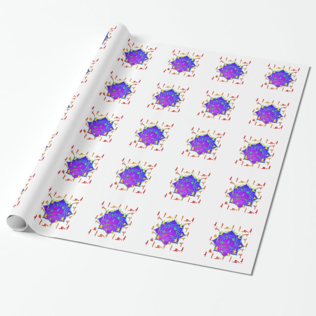 Lotus Flower With Yoga Poses Wrapping Paper (Unrolled)