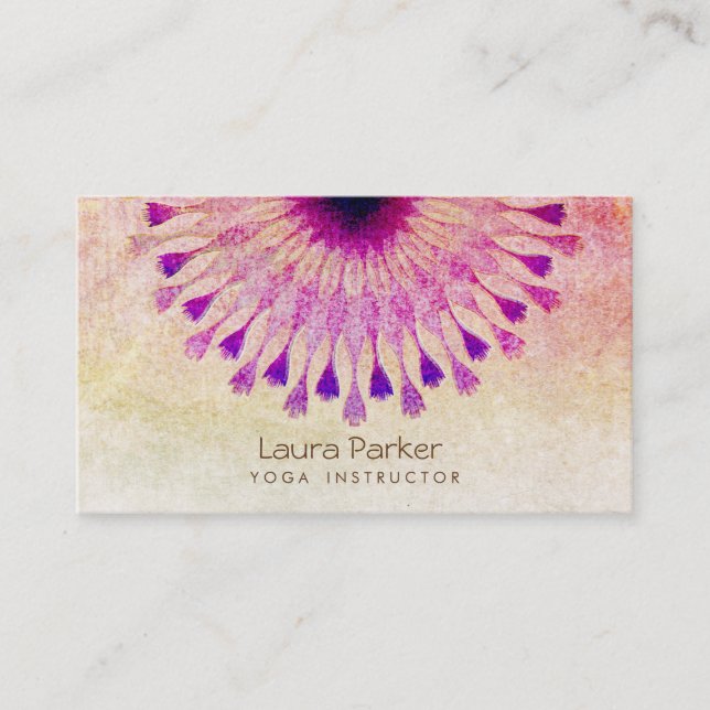 Lotus Flower Yoga Instructor Meditation Holistic Business Card (Front)