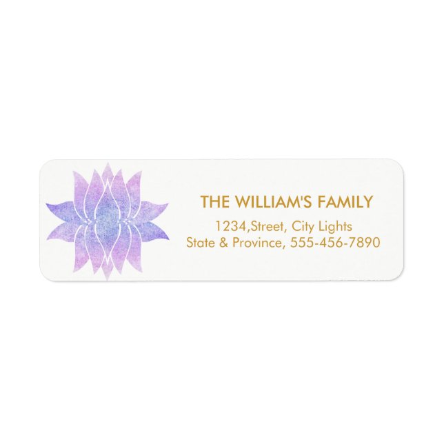 Lotus Flower Yoga Meditation Floral Purple Label (Front)