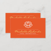 Lotus Flower Yoga Teacher, Life Coach Orange Business Card (Front/Back)
