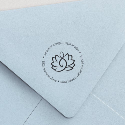 Lotus Flower Yoga Wellness Spa Return Address Self_inking Stamp