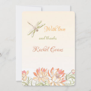 Lotus Flowers and Dragonfly Thank You Cards