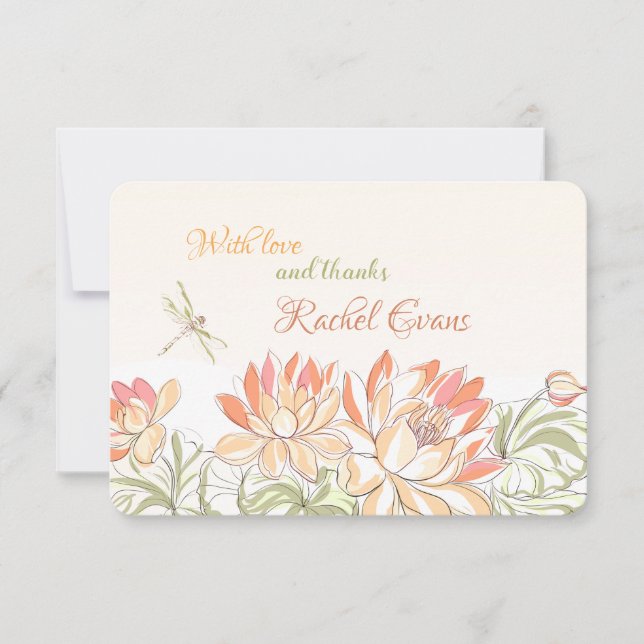 Lotus Flowers and Dragonfly Thank You Cards (Front)