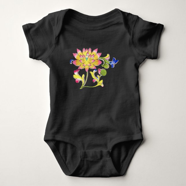 Lotus Flowers and Vine Baby Bodysuit (Front)