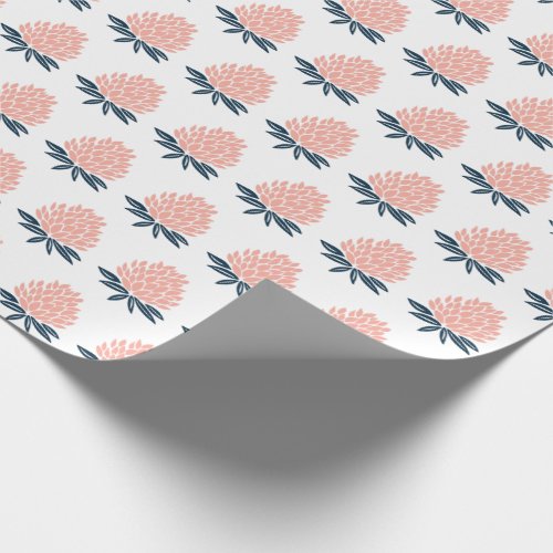 Lotus FLowers Blue Pink Holiday Gift Wrapping Paper