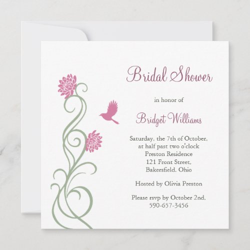 Lotus Flowers Bridal Shower (white) Personalized Invitation