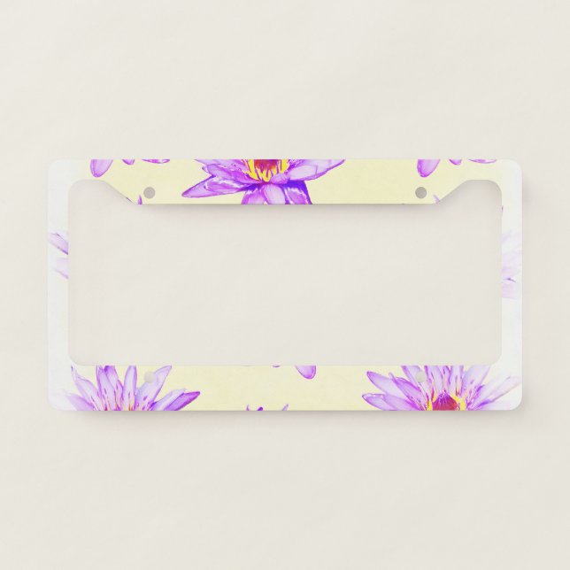 lotus flowers cream inky license plate frame (Front)