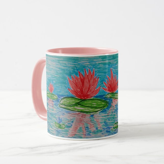 Lotus flowers Drawing Combo Mug (Front Left)