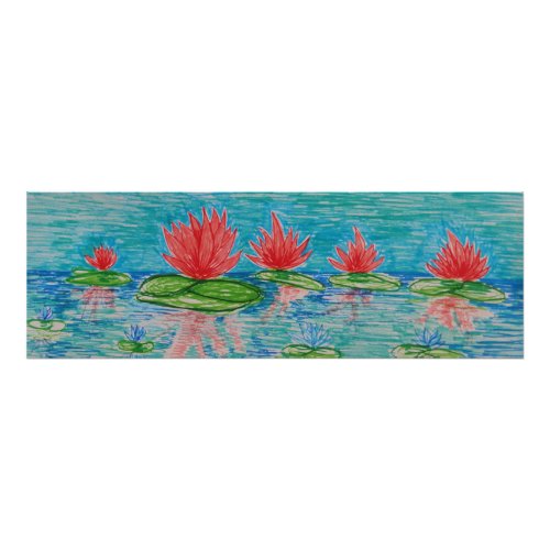 Lotus flowers Drawing Photo Print