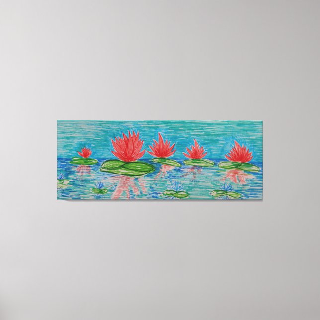 Lotus flowers Drawing Single Canvas Print (Front)